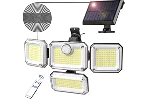 ソーラーライト 屋外 防水 分離型 センサーライト 【333LED/人感センサー/4灯式/IP65防水/5M延長コード】人感センサーライト 自動点灯 明るい 太陽光センサーライト 2400mAh大容量バッテリー 防犯ライト ガーデンライト 壁掛け/庭