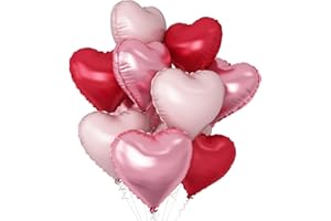 BTZO 風船 バルーン ハート型 10個セット アルミ風船 アソート 18インチ 飾り付け バレンタイン 告白 プロポーズ 誕生日会 結婚式 パーティー 店舗装飾 フイルム ベビーピンク ライトピンク・メタリックレッド