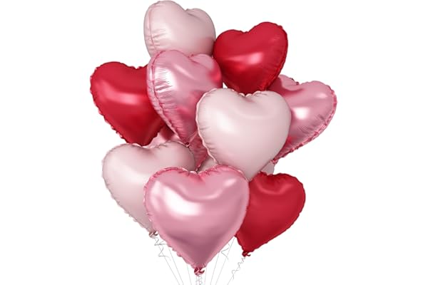 BTZO 風船 バルーン ハート型 10個セット アルミ風船 アソート 18インチ 飾り付け バレンタイン 告白 プロポーズ 誕生日会 結婚式 パーティー 店舗装飾 フイルム ベビーピンク ライトピンク・メタリックレッド
