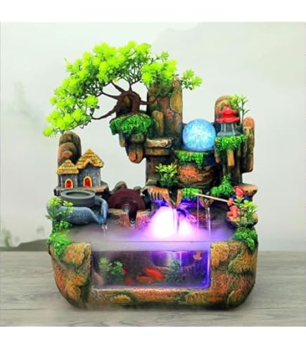 Amazon.co.jp: 卓上噴水 卓上噴水加湿器 デスクトップ噴水 ミニ滝 樹脂