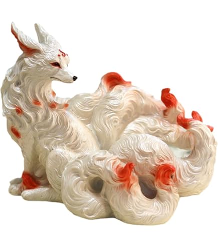 Amazon.co.jp: 【木彫り】九尾の狐 置物 崖柏木 お狐様 □サイズ 小 高