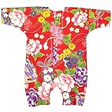 【金彩牡丹と桜・赤】 お祭りロンパース 赤ちゃん用 お祭り衣装　男女兼用 義若オリジナル商品