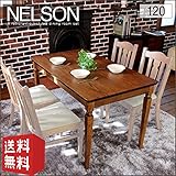 GP-PLANNING ダイニングテーブル 幅120×奥行70cm オーク ブラウン 木製 アンティーク カントリー アティック