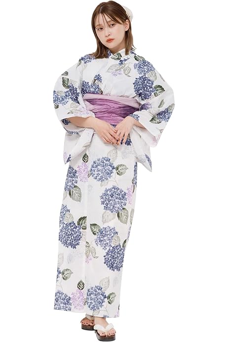 Dita 浴衣水彩の明鏡しらべ青パールベルト