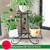 J-園芸ラック ラワースタンド フラワーラック鉄の金属3つの植物の花の棚のために彫られた花の棚を立てるカントリースタイルの棚スタンドラック屋内または屋外の居間、バルコニー、ガーデン装飾用ラックガーデン