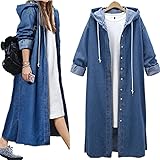 [1/2plus] [ニブンノイチプラス] フード 付き インディゴ デニム シャツ ジャケット コート レディース (紺, XL)