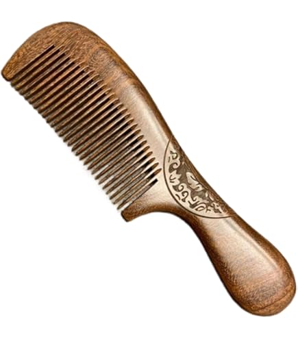 Amazon | 1個セット 木製櫛 天然 緑檀木の材料 木製 艶髪ブラシ 静電気