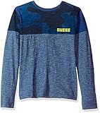 GUESS Big Boys' Long Sleeve Cut 'n Sewn Allover Printed and Heathered Tee Shirt Olimpo Blue 16 [並行輸入