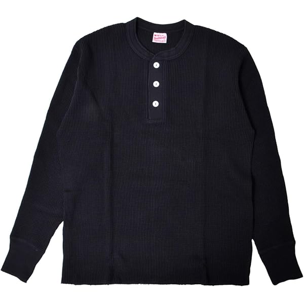 Amazon | [ヘルスニット] スーパーヘビーワッフル ヘンリーネック長袖T