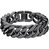 Richsteel Stainless Steel/Gold/Black Plated Link Chain Bracelet for Men 8/12/17mm Width, 7.4/8.2/9 Inch Length Classic Jewelr