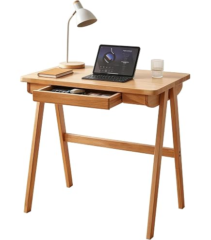 Amazon | デスク 机 幅90×奥行45×高さ72cm ミディアムブラウン 脚部
