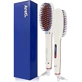 “ ヘアアイロン は アレティ ” ヒートブラシ 160～230℃の温度設定 ブラシアイロン 頭皮を傷つけないシリコンピン マイナスイオン セラミックコーティング 電気ブラシ ストレート 海外 ブラシ 髪 Areti-i2620WH (ホワイト, 単