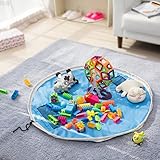 Dazers おもちゃ収納バッグ 子どもプレイマット お片付け簡単 特大マット 直径150cm ブロック 収納袋 (空色（新型）)