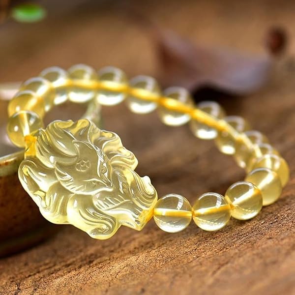 水晶 九尾 ブレスレット 九尾の狐 手彫り玉 水晶 金色入り 12mm ブレスレット 天然石