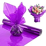 セロファン カラーセロハン セロファンラップロール 30m 大容量 幅40cm 結婚式 ギフト生日 花 包装用紙 小学生手作り (紫)