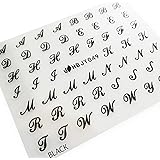 ネイルシール アルファベット シール ジェルネイルシール ステッカー ジェルネイル 文字シール ネイル 英字シール 小さいシール ネイルアートシール (筆記体, ブラック)