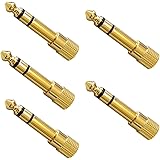 フジパーツ 3.5mm ステレオミニプラグ(メス) - 6.3mm ステレオ標準プラグ(オス) 変換プラグ 5個セット AC-666-5P