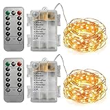 ATPWONZ イルミネーションライト 銅線ワイヤー ストリングライト 50LED 5M 電球色 防水クリスマスやウェディングパーティーなどに適する（2セット入り）