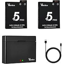 Amazon | Vemico For DJI Osmo Action 6 / 360バッテリー 2*2100mAh大
