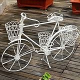 自転車フラワーラックヨーロッパスタイルのアイアンフラワーラック多階建て屋内・屋外植物棚バルコニーリビングルームフラワーポットディスプレイスタンドフロアタイプ