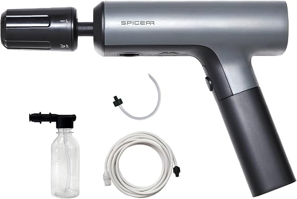 Spicer SWU-201 (BK) Portable High Pressure Washer, Consumer Electronics Award 2024-2025 / MONOQLO Best By The Year 2024 (Cordless, Rechargeable), 3 Levels of Pressure Adjustment, Compatible with PET Bottles, Folding (High Pressure, Small and Quiet) SPICERR Sign House - 1
