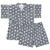 アスナロ（甚平） 甚平 男の子 ベビー 子供 日本製 綿100％ 麻の葉柄 和柄 2点セット90 ネイビー