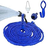 伸びるホース GUNA 改良版 伸縮ホース 3倍伸びる 散水ホース 5M-15M 洗車用 マジックホース 8パターン散水ノズル ガーデニング 花園掃除用 ２種蛇口ニップル 【一年間の安心メーカー保証】