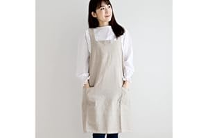 [レップ] エプロン かぶるだけの簡単着脱 北欧 ポケット2個付き 無地 おしゃれ 着丈73cm (アビチュアル フロスティ バッククロス) ベージュ BE 540817-MAIL プレゼント フロスティ(ベージュ) 着丈73×幅100cm