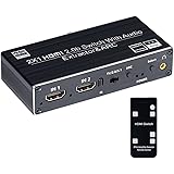BLUPOW 4K60Hz・HDR対応 HDMI切替器 2入力1出力+音声分離（同軸・光デジタル・R/L・3.5mm音声出力搭載）セレクター オーディオ分離機 音声分配器 HDCP2.2・ARC対応 hdmiスイッチャー PS5・PS4Pro・Xbo