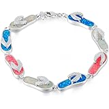 CiNily Rhodium-Plated-Base-Metal Created-Opal