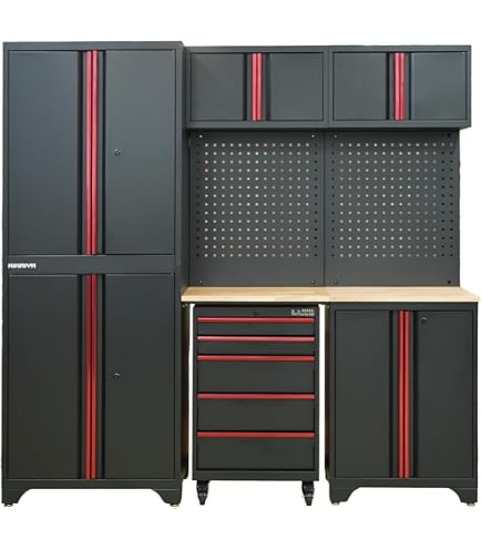 Amazon.co.jp: vidaXL ツールキャビネット ストレージ付き 黒とグレー