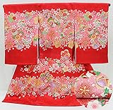 鞠 四季百花 梅綸子地紋様 お宮参り 着物 女の子（初着 産着 のしめ）【絹100% 友禅 】