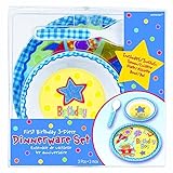 Amscan Little Buddy Boys' 1St Birthday Party Hugs & Stitches Dish Set (3 Piece), Blue, One Size