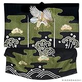 [ 京都きもの町 ] 男の子のお宮参り着物 祝い着 熨斗目 黒色×松葉色 鷹 フードセット_025823_