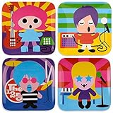 French Bull - BPA Free Children's Dinner Set - 8-Inch Melamine Kids Plate Set - Rock Star, Set of 4 