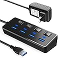 USB3.0ハブ 電源付き JESWO USB ハブ 4ポート USB 3.0 ハブ セルフパワー/バスパワー 5Gbps高速データ伝送 USB Hub USB3.0 拡張 独立スイッチ付き 5V/2A ACアダプタ付き Android、Window