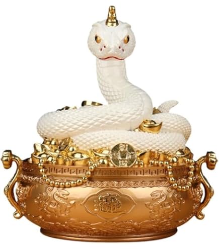 Amazon.co.jp: 風水 白蛇 置物 へび 弁財天 白蛇の置物 しろへび 龍の