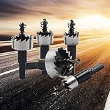 yiteng ホールソー セット ドリル ビット 木工 超硬 ステンレス 高速度鋼 穴あけ 16 18 20 25 30mm 5個セット クリア収納箱付き (シルバーホールソー)