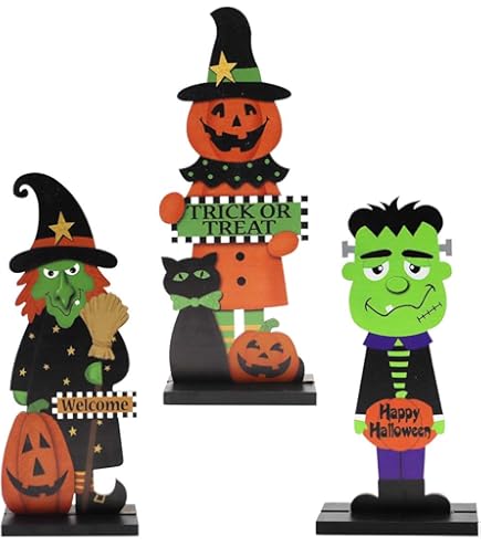 Amazon.co.jp: おばけ3兄弟！ ハロウィン 木製 おばけ 置物 3体セット