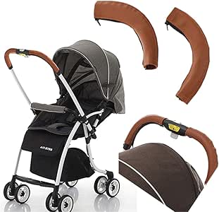 Amazon ベビーカーハンドルカバー ベビーカー ハンドルカバー Airboss エアボス キッズ ベビーブランド レザー風 革 ブラウン ママ マタニティ ベビーカーグッズ プレゼント 出産祝い 妊婦 妊娠 育児グッズ ベビーカー ベビー マタニティ 通販