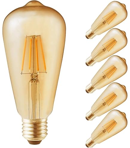 Amazon | ST64 フィラメント LED電球 エジソンランプ E26口金 (6W) 60W