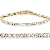Pompeii3 14k White or Yellow Gold 4ct T.W. Natural Diamond Round-Cut Tennis Bracelet Women's 7"