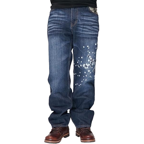 Amazon | [絡繰魂] 粋 デニム 風神雷神 メンズ 和柄 総刺繍 ロング