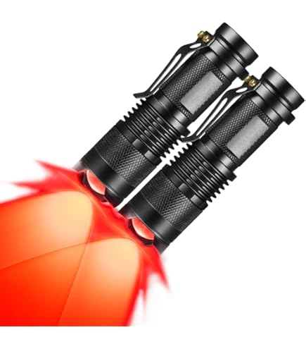 Honoson Red LED Flashlight - Single Mode, 200 Lumens, 150 Yard Beam, Uses 1 AA Battery For Night Observation