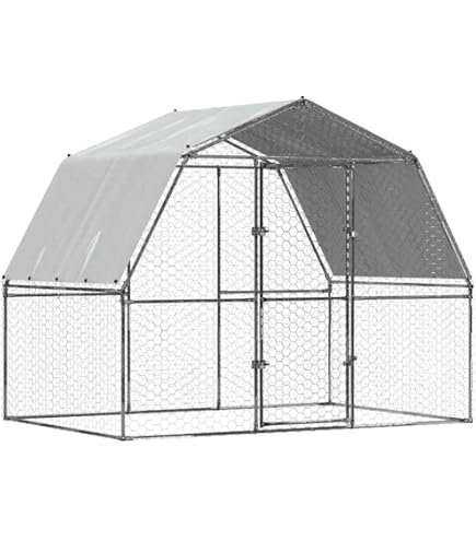 Amazon | vidaXL 鶏小屋 シルバー 400x100x190 cm 亜鉛メッキ鋼
