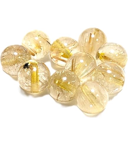 Amazon.co.jp: 卸売 1連 天然保証 ルチルクォーツ 連材 金運・商売繫