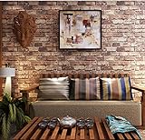 Blooming壁: 20.8 in32.8 Ft = 57 Sq Ft、壁紙イエロー人工素朴なTuscanレンガ壁ペーパービニールロール、Looks Real Up 。ブラウン 20.5" x 39