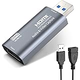 KINGONE HDMI キャプチャーボード ゲームキャプチャー USB3.0 60fps 1080P ゲーム実況生配信、ライブ会議、ライブビデオ配信、画面共有、録画に適用 フルHDキャプチャーカード switch、Xbox One、OBS Stud