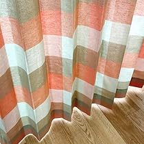 Amazon｜curtain Rainbow リネン調ナチュラルチェックカーテン