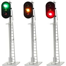 3X Feux Tricolores LED Pour Réseau Ferroviaire HO/OO - Double Face - Neuf - Décoration Maquette